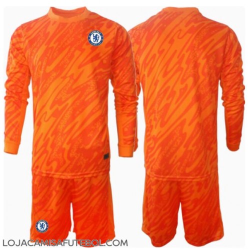 Camisa de Futebol Chelsea Goleiro Equipamento Principal Infantil 2024-25 Manga Comprida (+ Calças curtas)